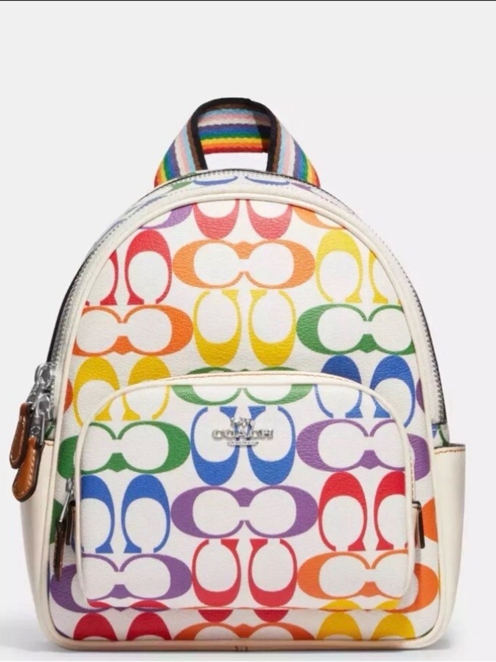 Coach Mini Backpack in Rainbow Signature Print